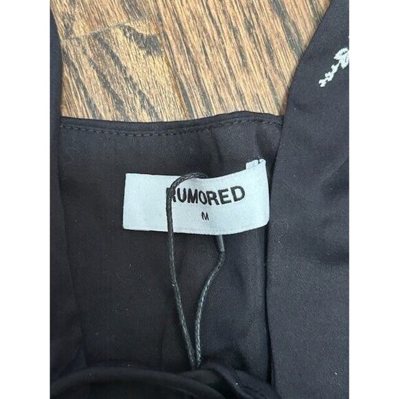 Rumored Womens Wilder Top Embroidered Floral Tie Front Black Size Medium NWT - Picture 6 of 9